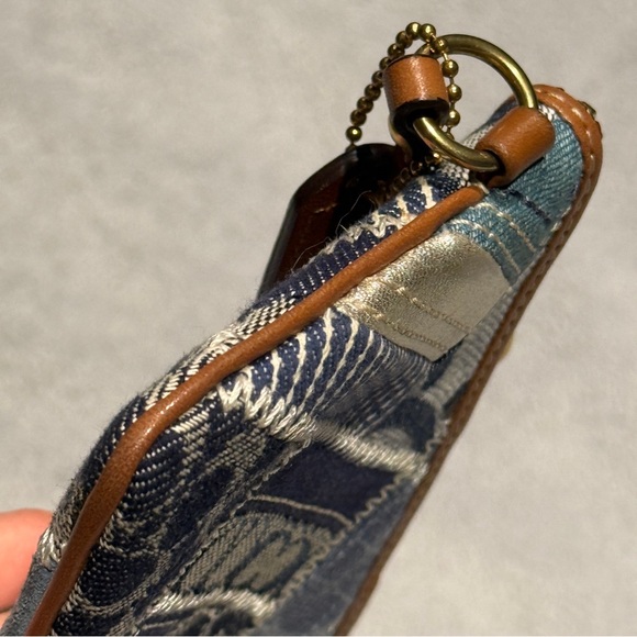 NWOT Coach Signature Indigo Denim and Leather Patchwork Wristlet